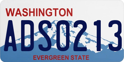 WA license plate ADS0213