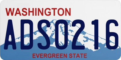 WA license plate ADS0216