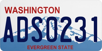 WA license plate ADS0231