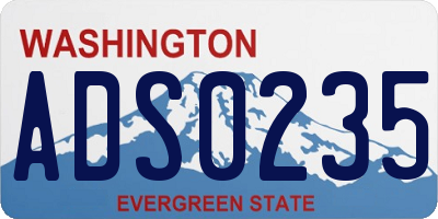 WA license plate ADS0235