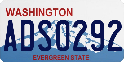 WA license plate ADS0292