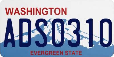 WA license plate ADS0310