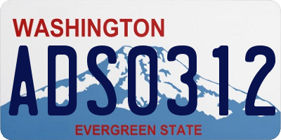 WA license plate ADS0312