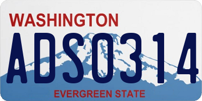 WA license plate ADS0314