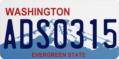 WA license plate ADS0315