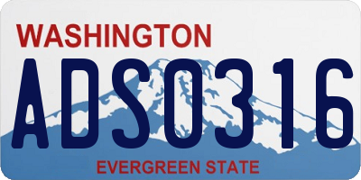 WA license plate ADS0316