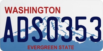 WA license plate ADS0353