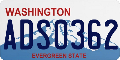 WA license plate ADS0362