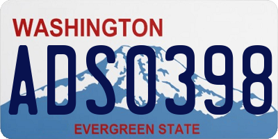 WA license plate ADS0398