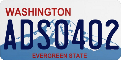 WA license plate ADS0402