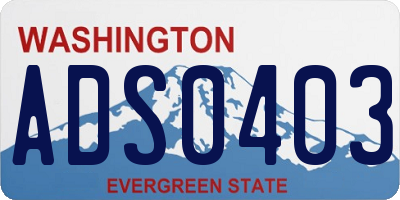 WA license plate ADS0403