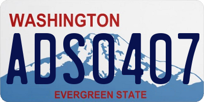 WA license plate ADS0407