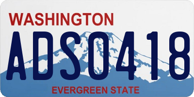 WA license plate ADS0418