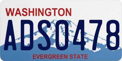 WA license plate ADS0478