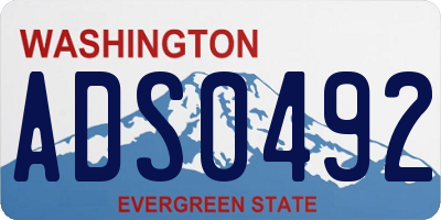 WA license plate ADS0492