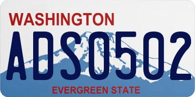WA license plate ADS0502