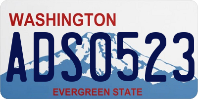 WA license plate ADS0523
