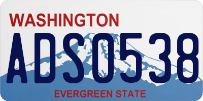 WA license plate ADS0538