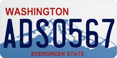 WA license plate ADS0567
