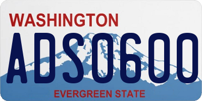 WA license plate ADS0600