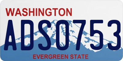 WA license plate ADS0753