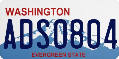 WA license plate ADS0804