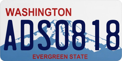 WA license plate ADS0818