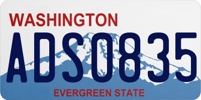 WA license plate ADS0835