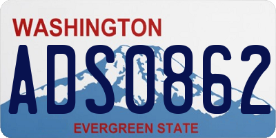 WA license plate ADS0862