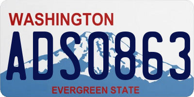 WA license plate ADS0863