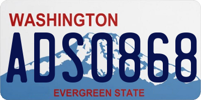 WA license plate ADS0868