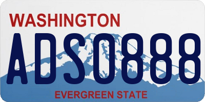 WA license plate ADS0888