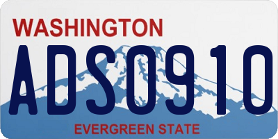 WA license plate ADS0910