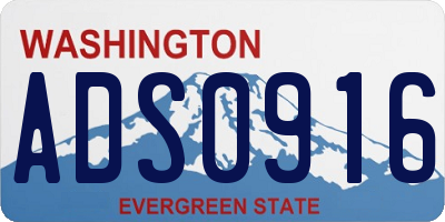 WA license plate ADS0916