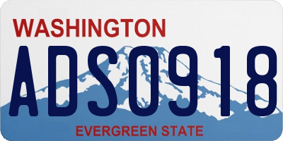 WA license plate ADS0918