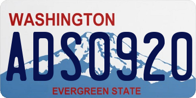 WA license plate ADS0920