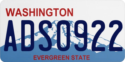WA license plate ADS0922
