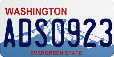 WA license plate ADS0923