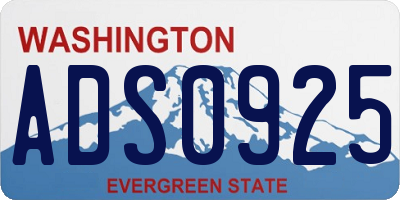 WA license plate ADS0925
