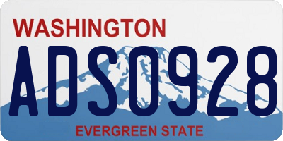 WA license plate ADS0928