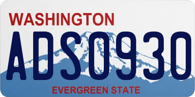 WA license plate ADS0930