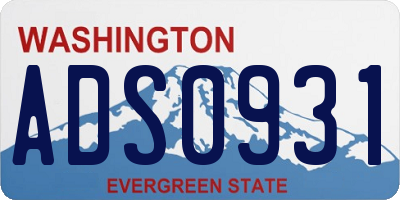 WA license plate ADS0931