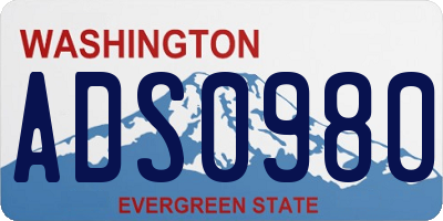 WA license plate ADS0980