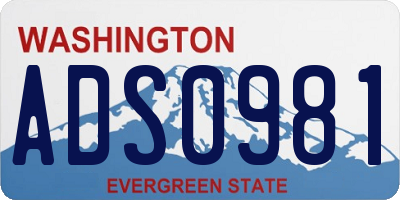 WA license plate ADS0981
