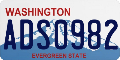 WA license plate ADS0982