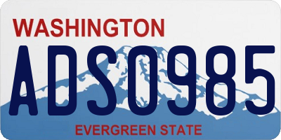 WA license plate ADS0985