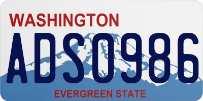 WA license plate ADS0986