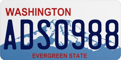WA license plate ADS0988