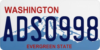 WA license plate ADS0998
