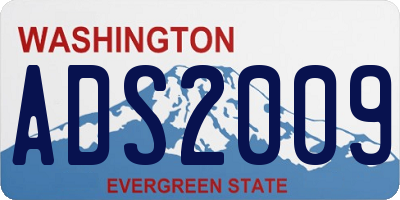 WA license plate ADS2009